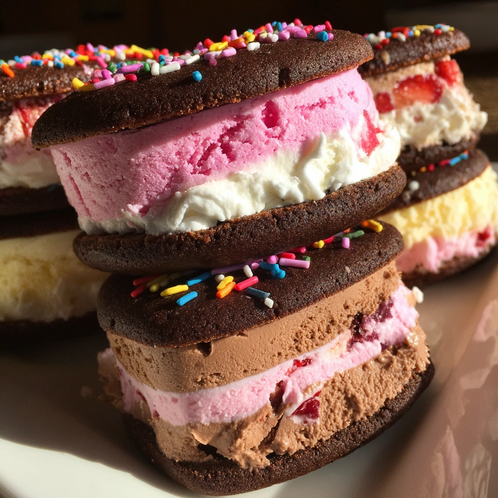Neapolitan Ice Cream Sandwiches