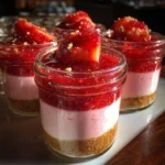 No-Bake Strawberry Mousse Cheesecake Jars