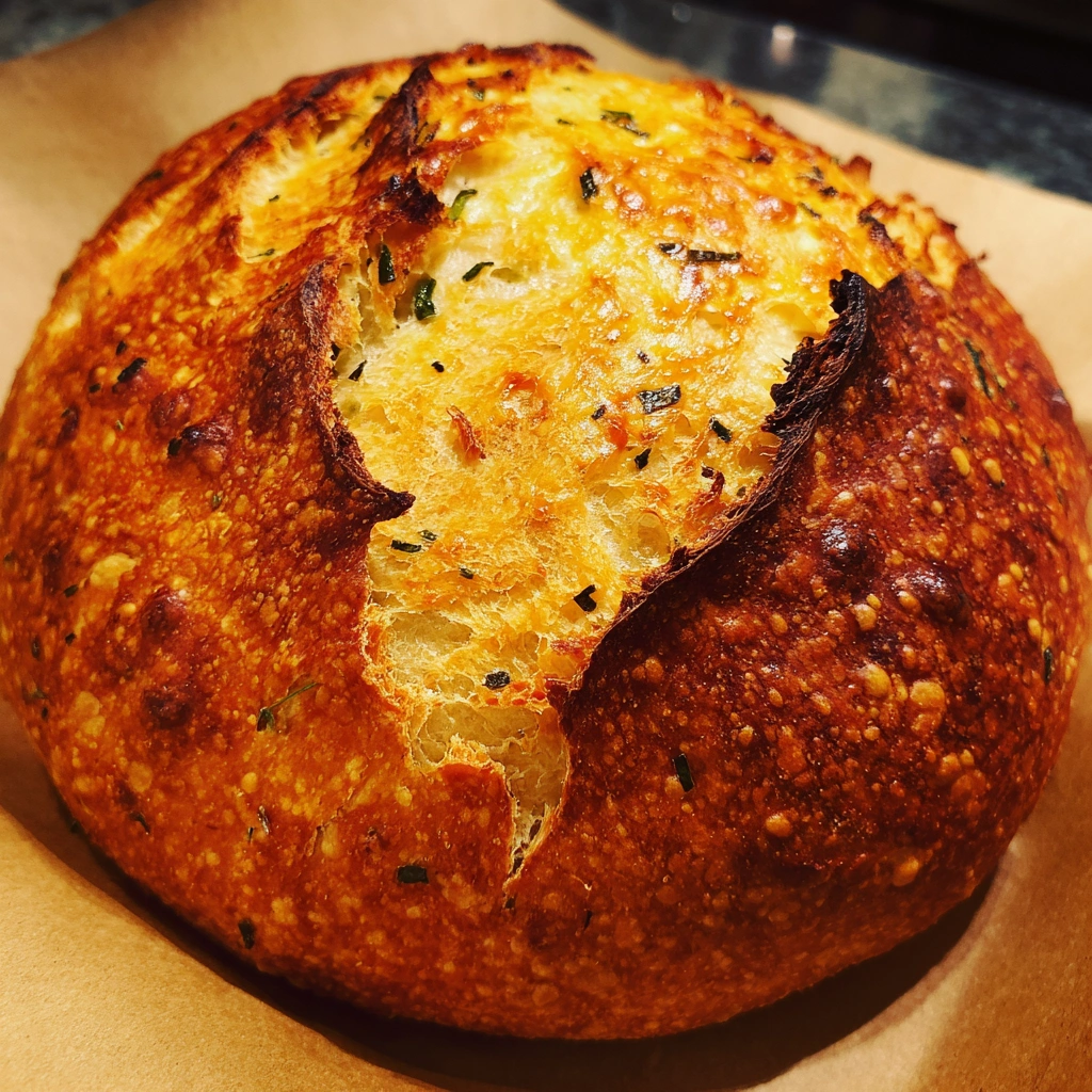 No Knead Jalapeño Cheddar Bread