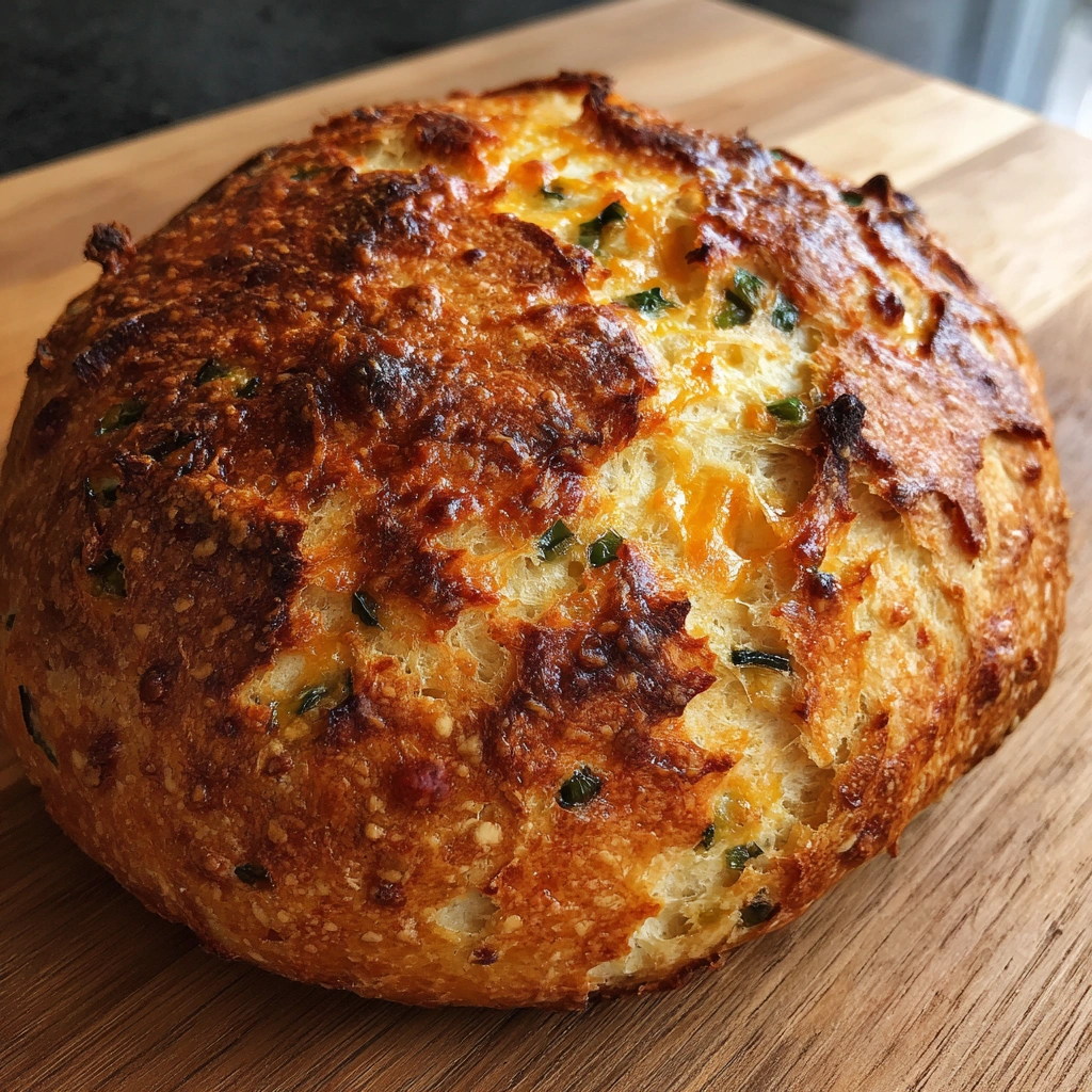 No Knead Jalapeño Cheddar Bread