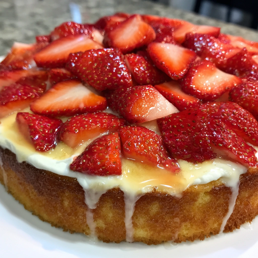 One Layer Strawberry Shortcake Cake