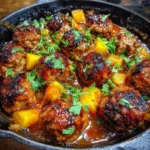 Peach BBQ Meatball Skillet