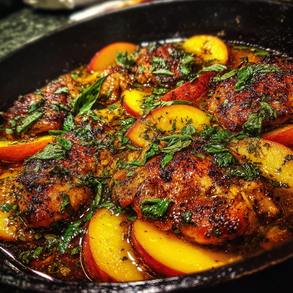 Peach Basil Chicken Skillet
