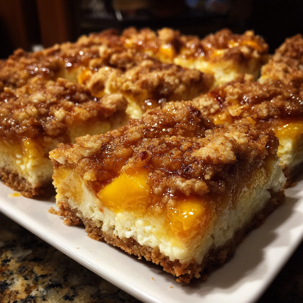 Peach Crumble Cheesecake Squares
