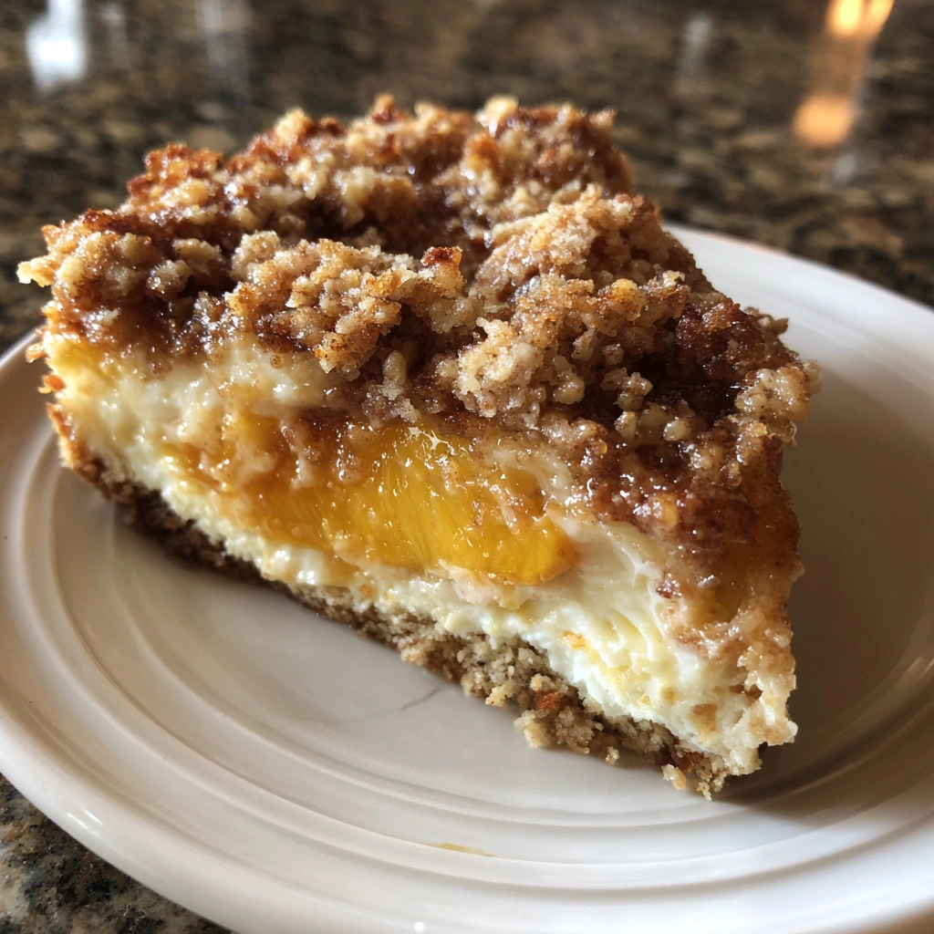 Peach Crumble Cream Cheese Cake