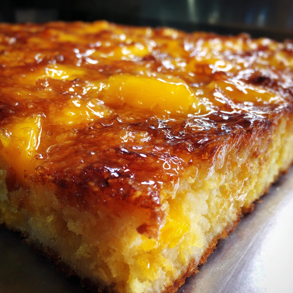 Peach Mango Sheet Cake with Citrus Glaze