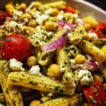 Pesto Chickpea & Feta Pasta Salad