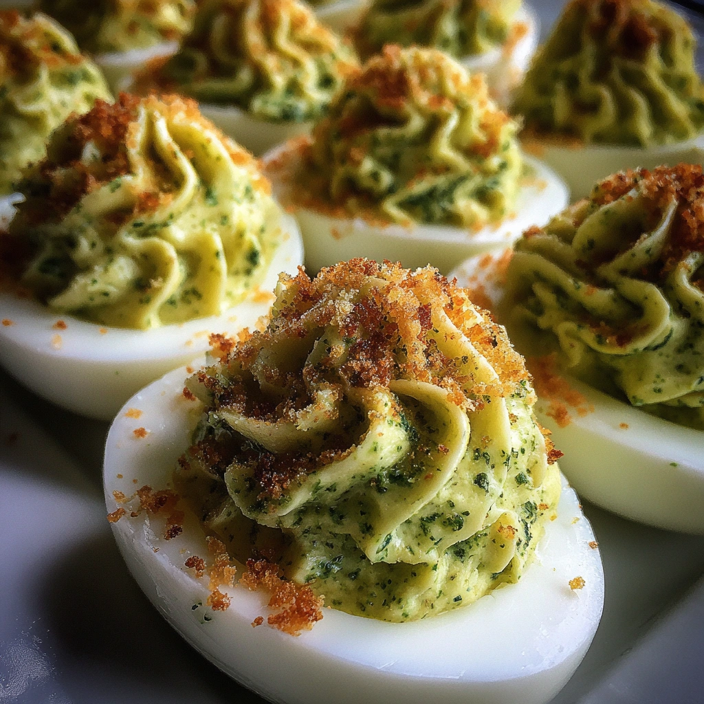 Pesto Parmesan Deviled Eggs