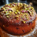 Rhubarb Pistachio Snack Cake