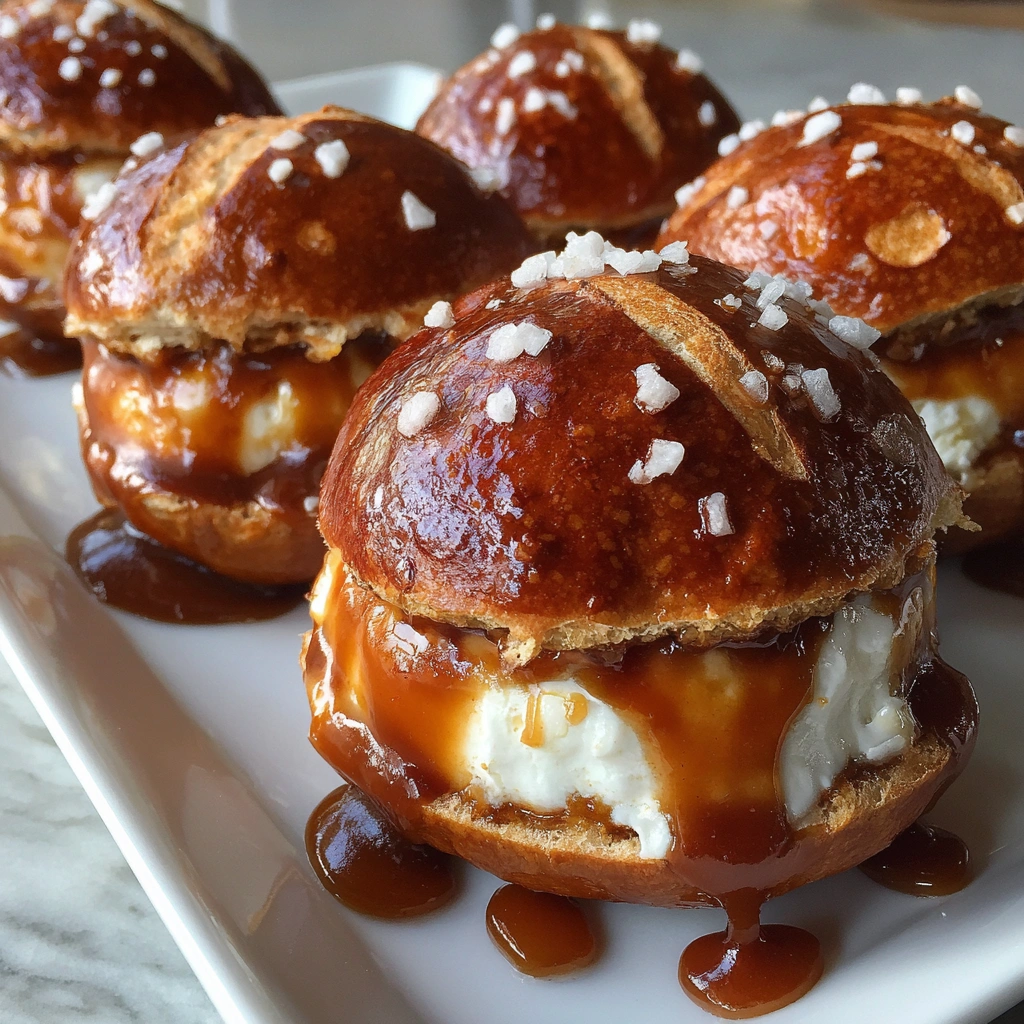 Salted Caramel Pretzel Ice Cream Sandwiches