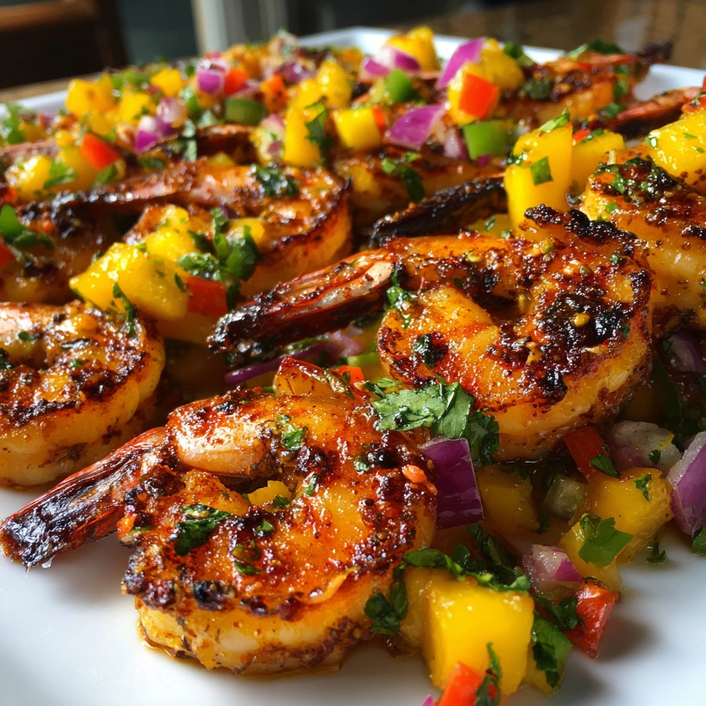 Spicy Grilled Shrimp Skewers with Mango Salsa