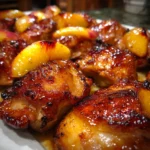 Sticky Peach Glazed Chicken Thighs