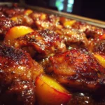Sticky Peach Glazed Chicken Thighs
