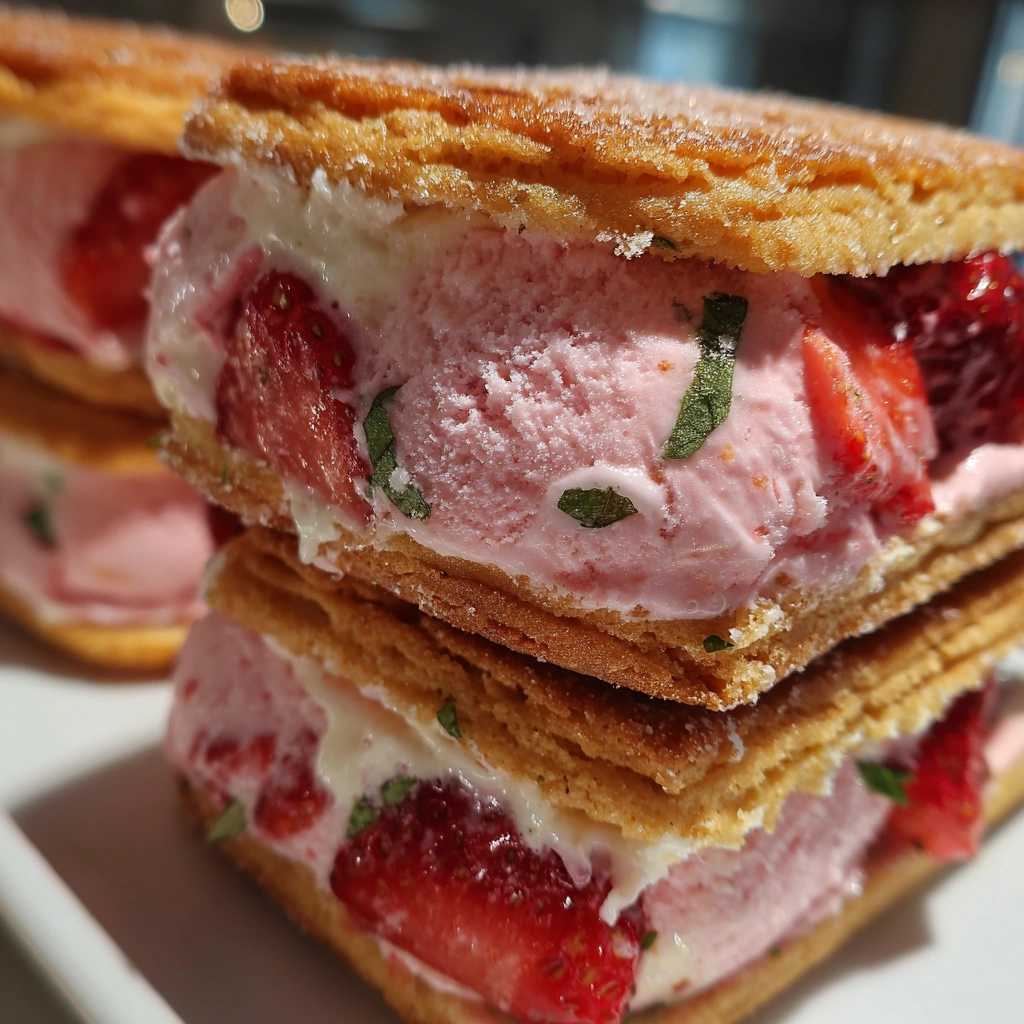 Strawberry Basil Ice Cream Sandwiches