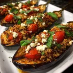Stuffed Eggplant Boats with Quinoa and Feta