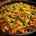 Tex-Mex Ground Beef Pasta Skillet