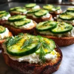Whipped Feta Cucumber Snack Toasts