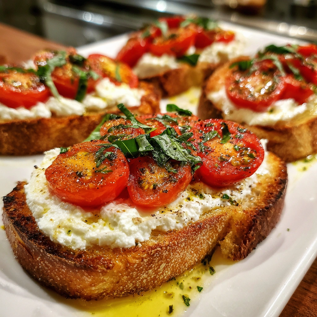 Whipped Ricotta and Tomato Breakfast Toasts