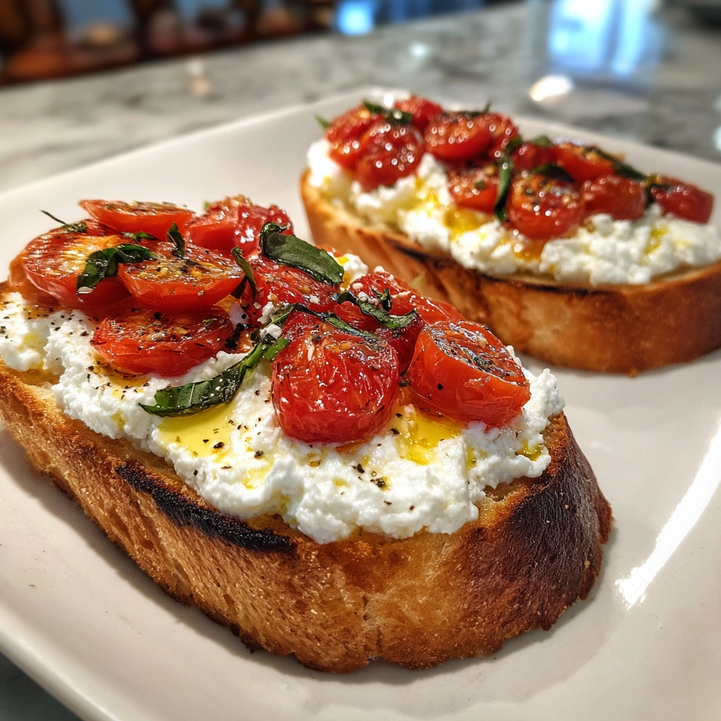 Whipped Ricotta and Tomato Breakfast Toasts