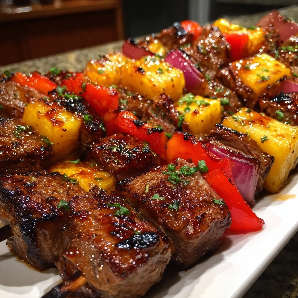 Grilled Pineapple & Beef Skewers
