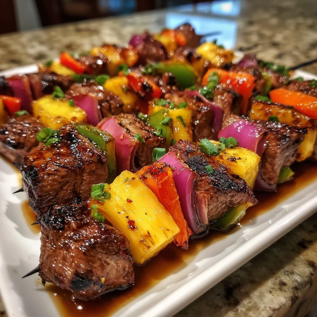 Grilled Pineapple & Beef Skewers