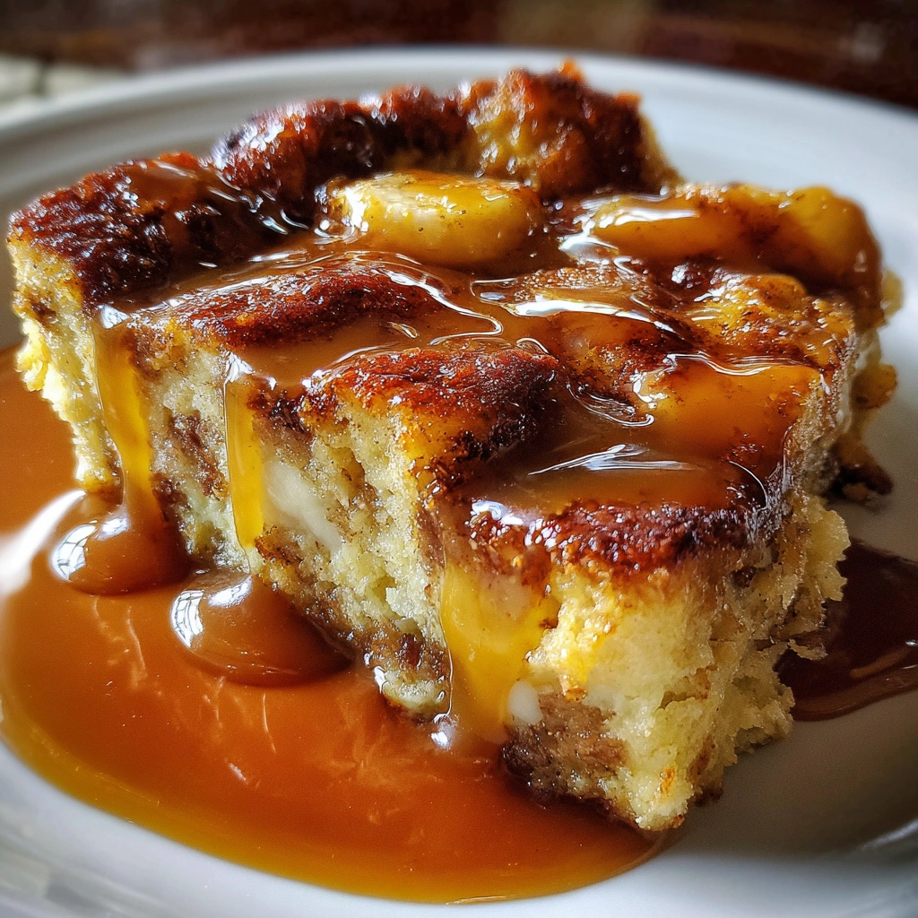 Banana Bread Pudding with Caramel Sauce