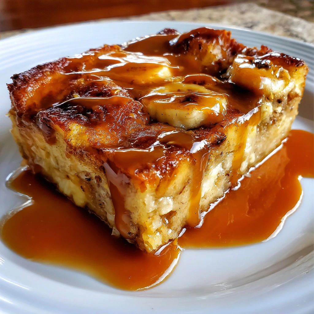 Banana Bread Pudding with Caramel Sauce