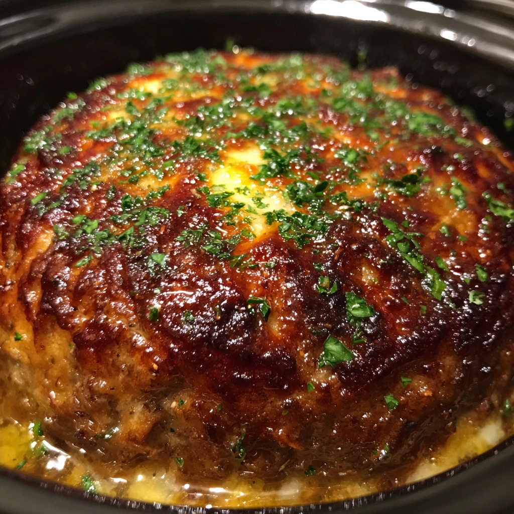 Crockpot Creamy Garlic Parmesan Meatloaf