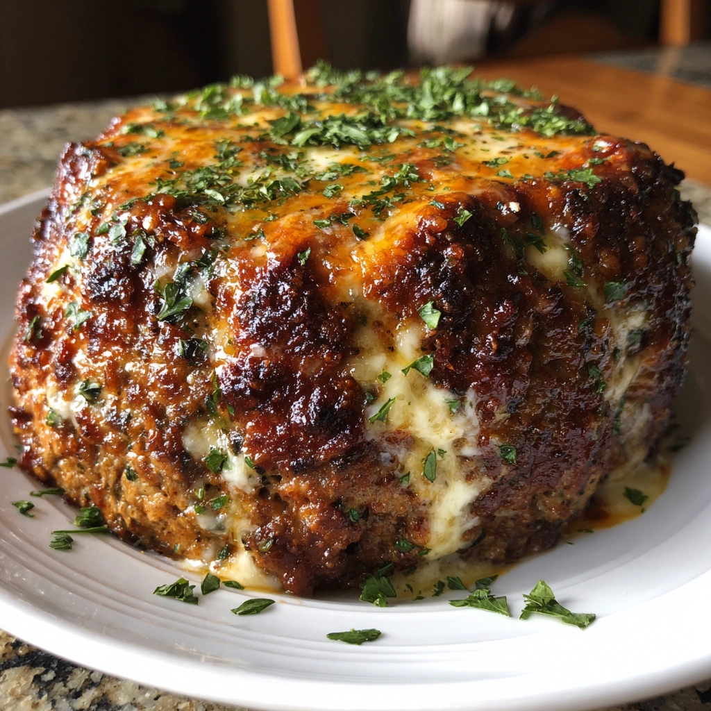 Crockpot Creamy Garlic Parmesan Meatloaf
