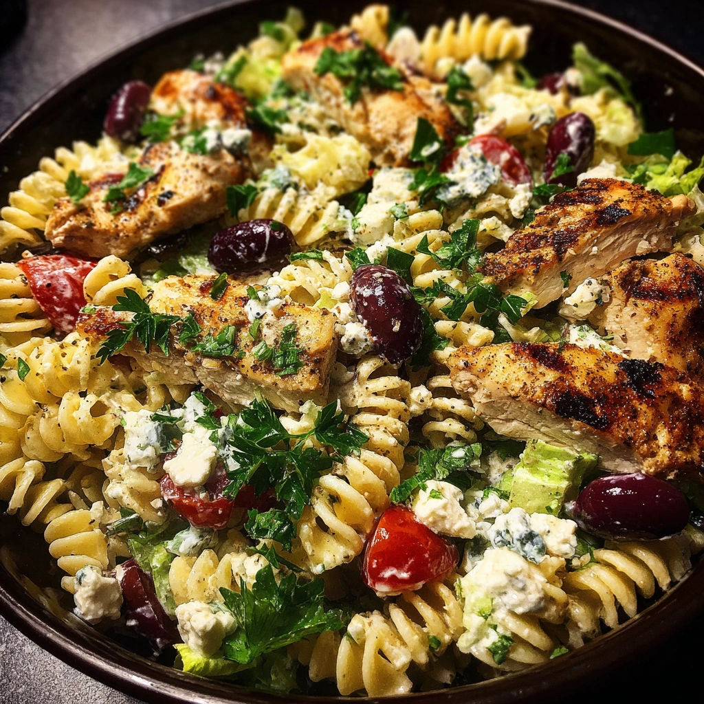 Mediterranean Chicken Caesar Pasta Salad