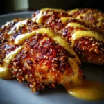 Pretzel Chicken with Mustard-Cheddar Sauce