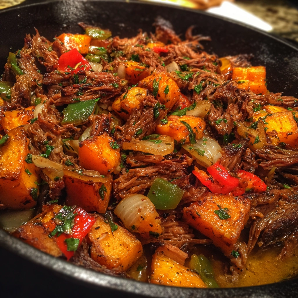 Pulled Beef Sweet Potato Skillet Dinner