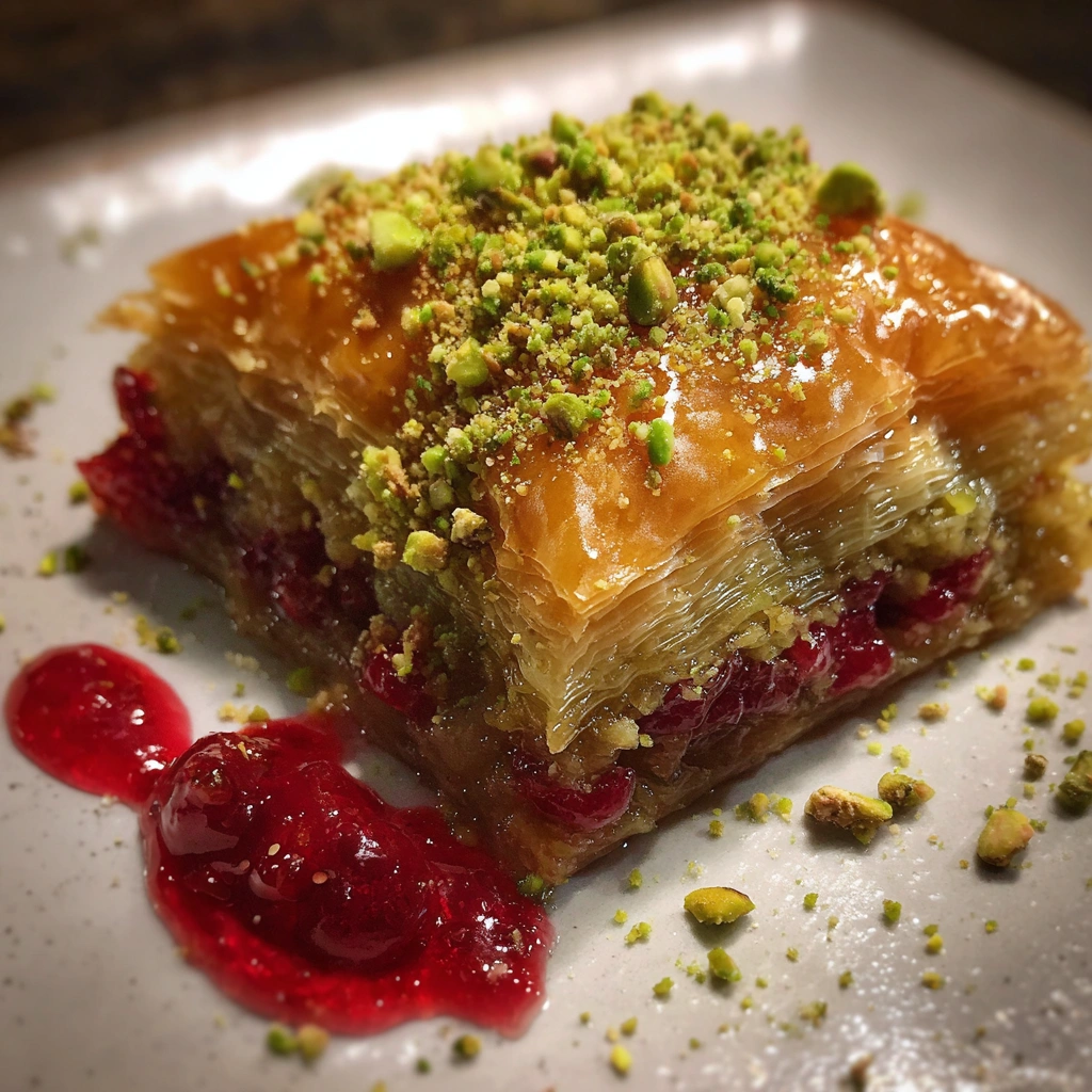 Raspberry Pistachio Baklava