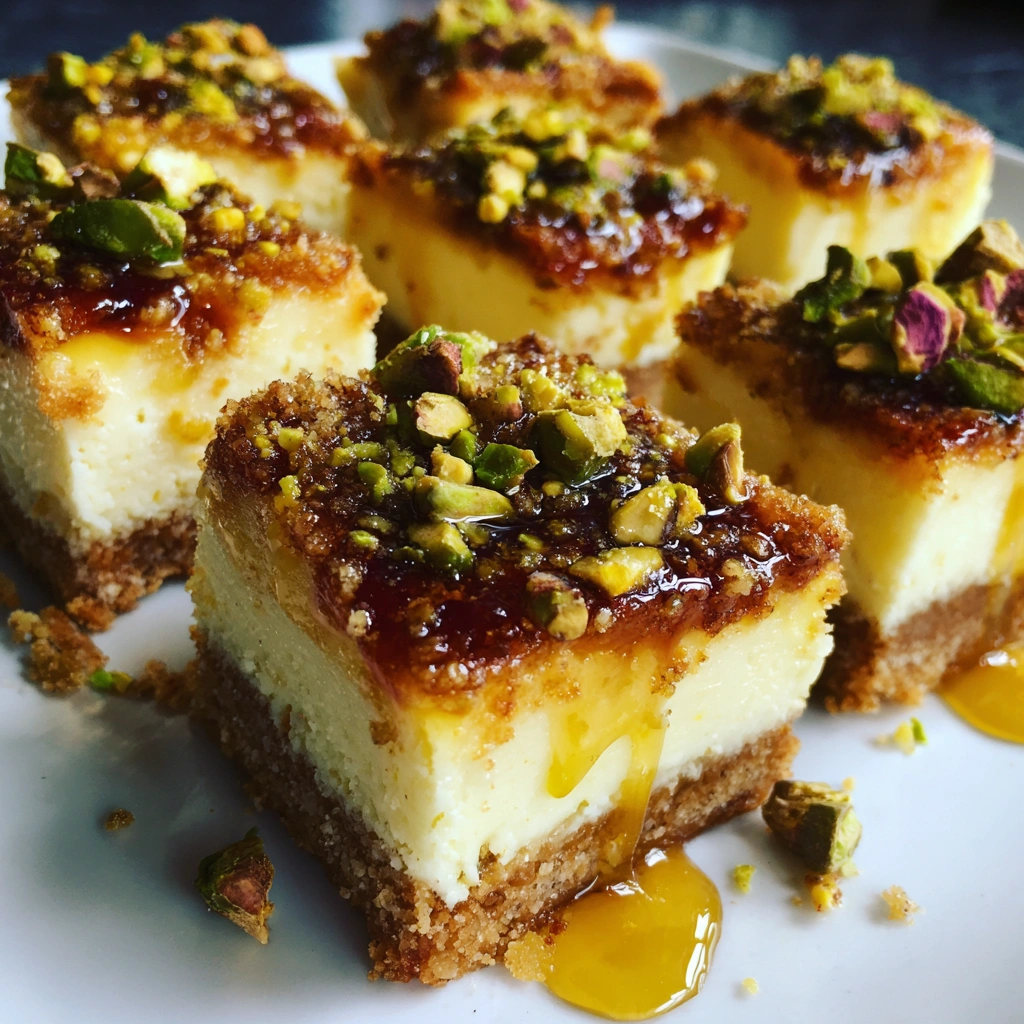 Salted Honey Pistachio Cheesecake Bars
