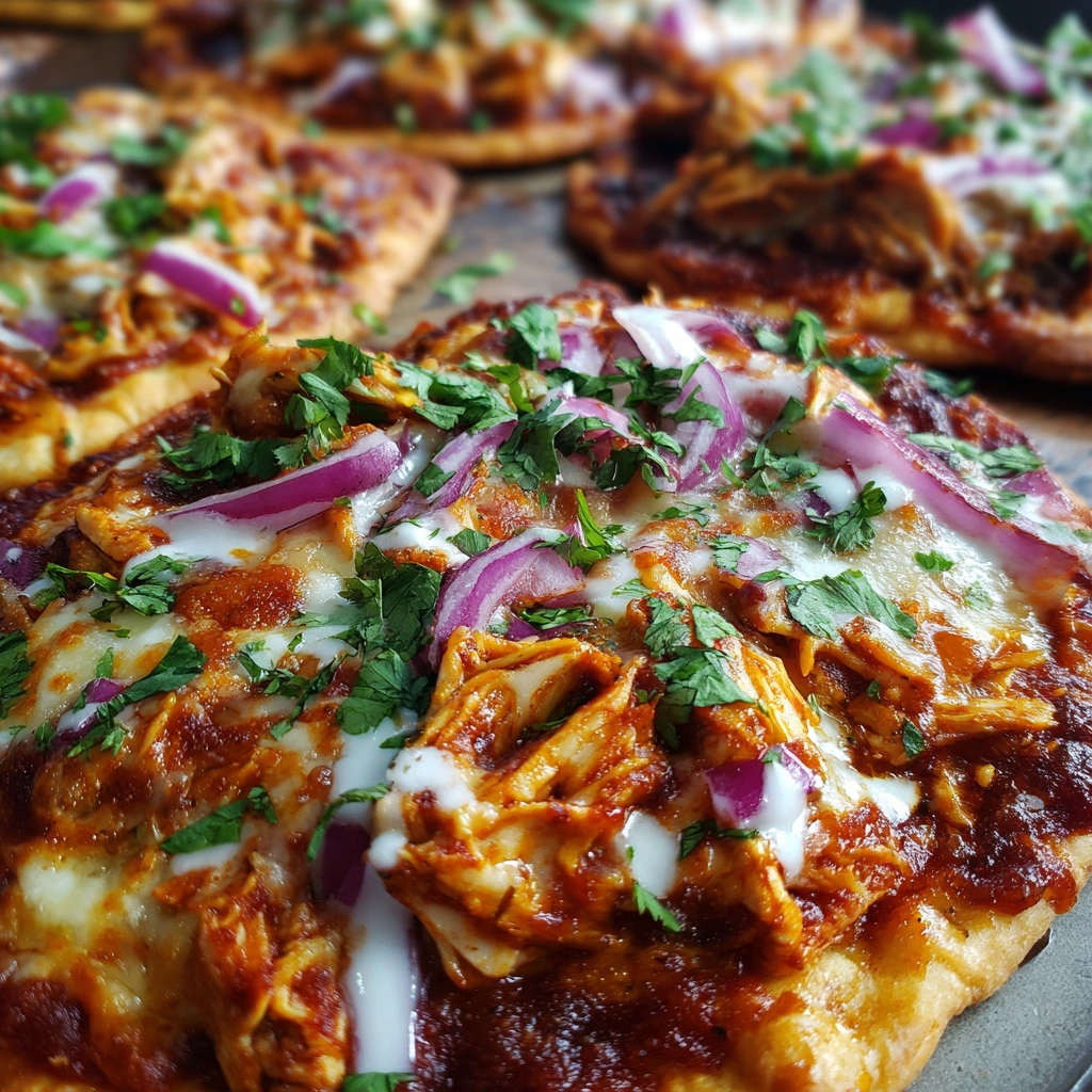 Spicy BBQ Chicken Flatbreads with Ranch Drizzle