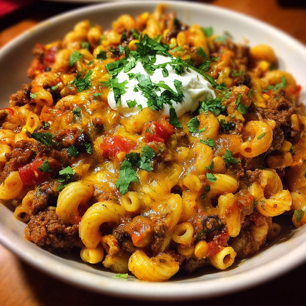 Tex-Mex Ground Beef Taco Pasta