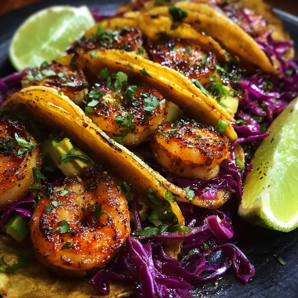 Spicy Honey Garlic Shrimp Tacos