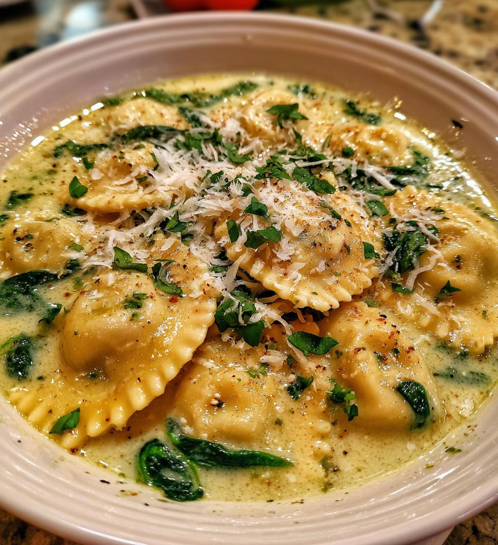 Creamy Tuscan Ravioli Soup
