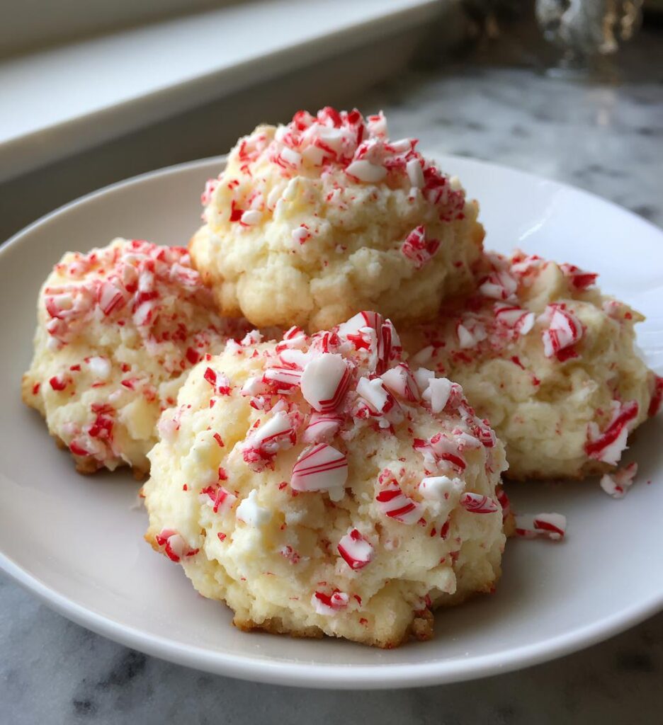 Candy Cane Whipped Shortbread Cookies