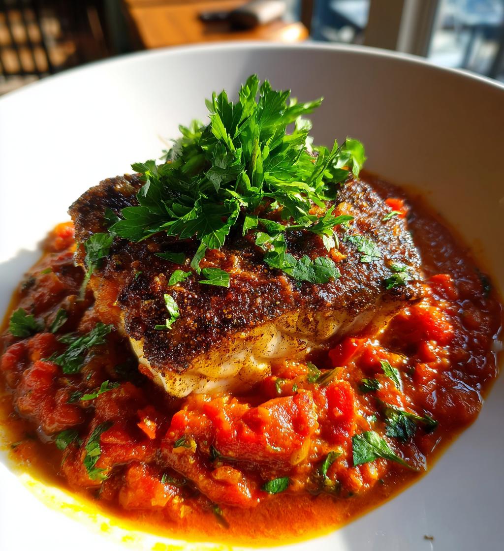 Cod in Roasted Red Pepper Sauce