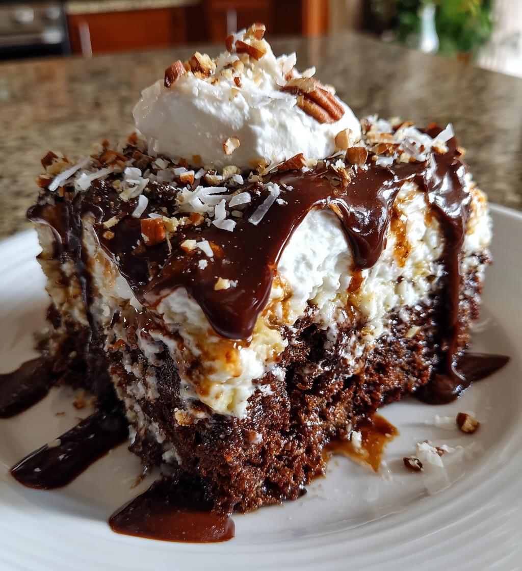 Easy German Chocolate Poke Cake - detail 1