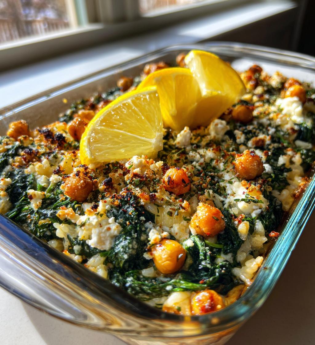 Lemony Spinach Feta Rice Casserole with Chickpeas - detail 1