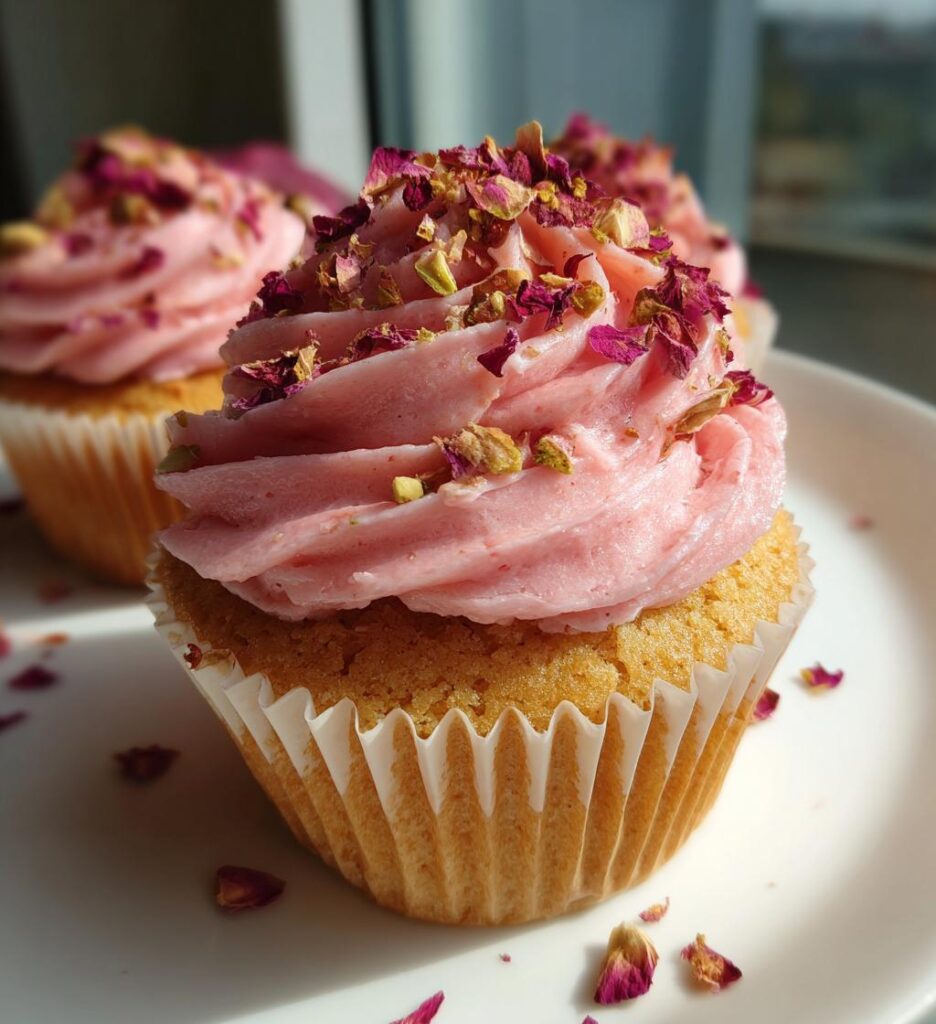Vegan Cardamon Rose Cupcakes