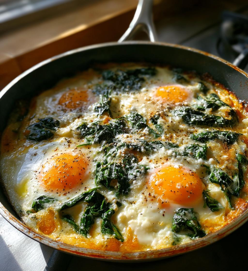 Baked Eggs Florentine - detail 1