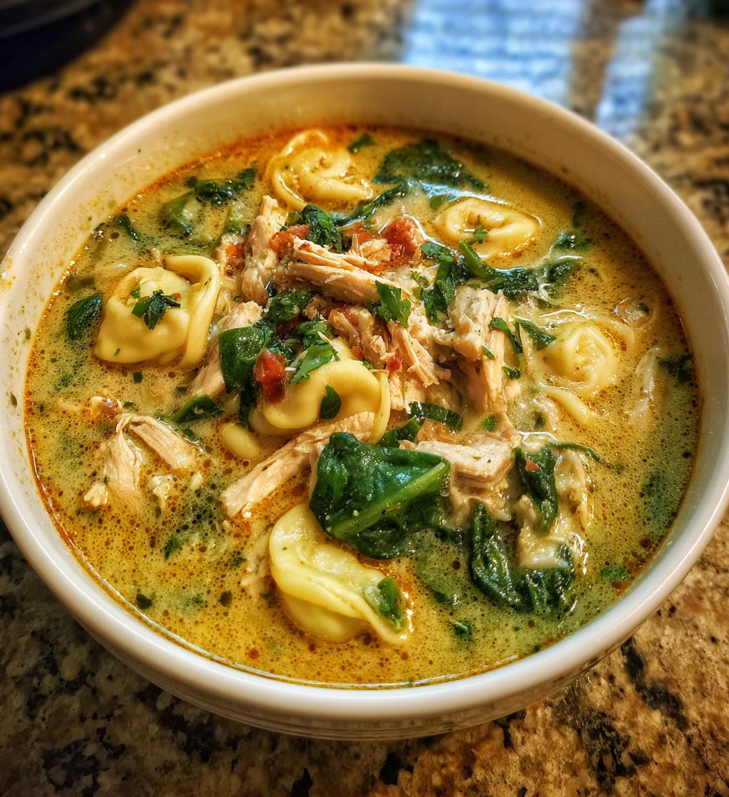 Chicken Pesto Tortellini Soup