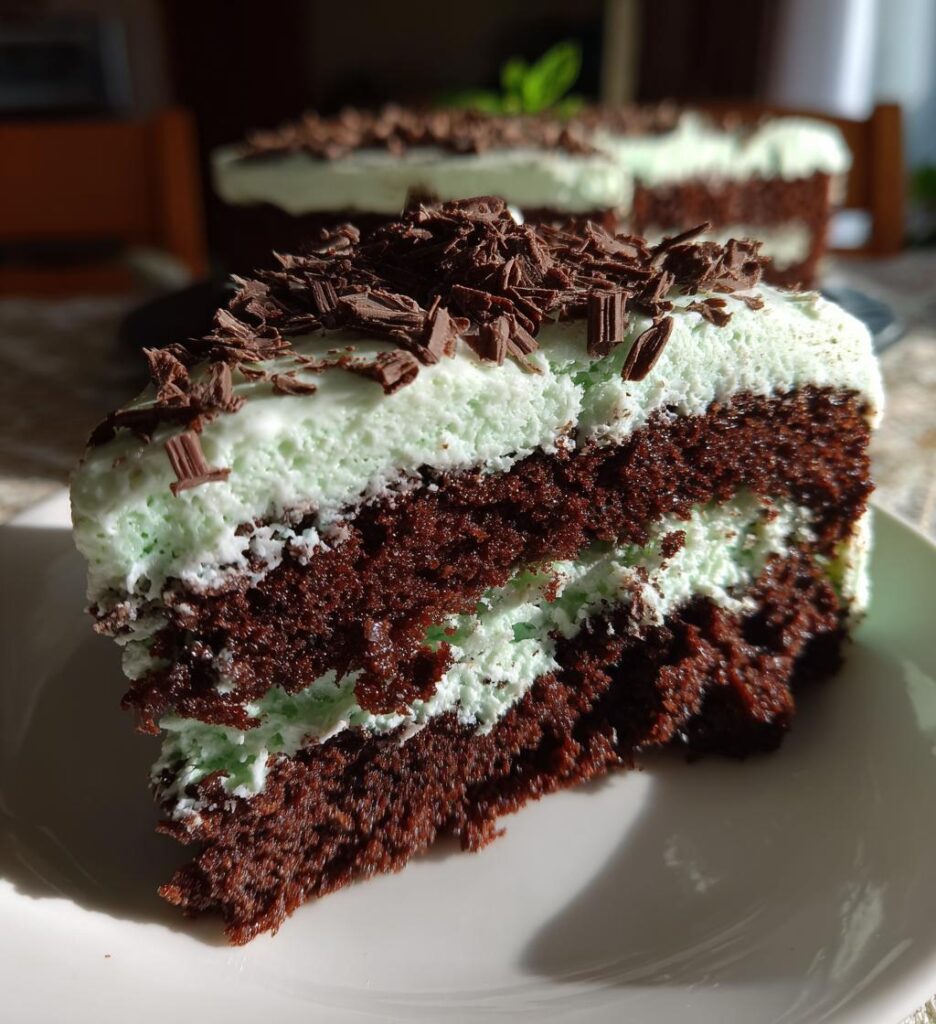 Chocolate Mint Poke Cake