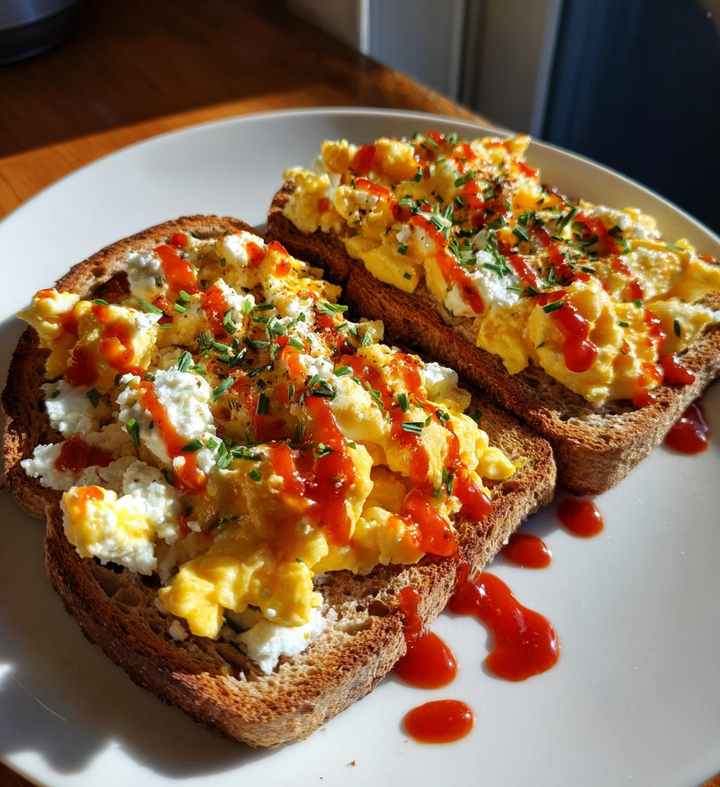 Cottage Cheese Egg & Sriracha Protein Toast