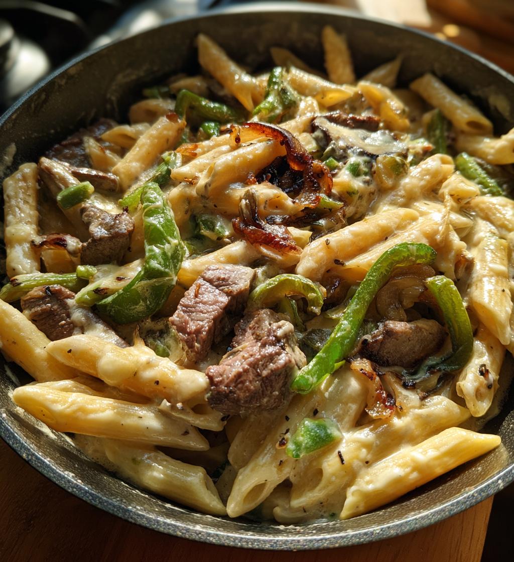 Creamy Cheesy Philly Cheesesteak Pasta - detail 1