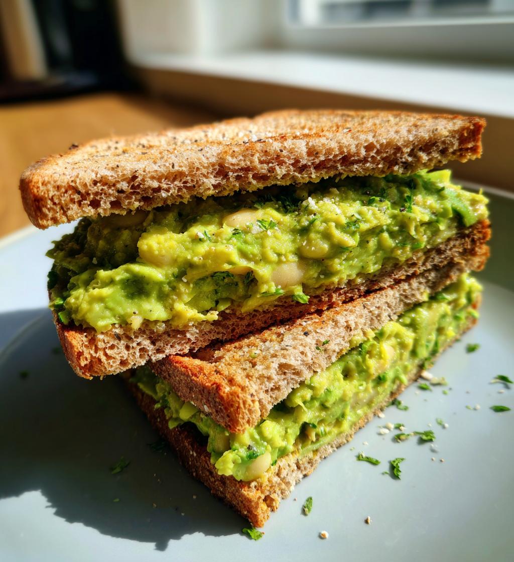 High Protein Avocado White Bean Sandwich