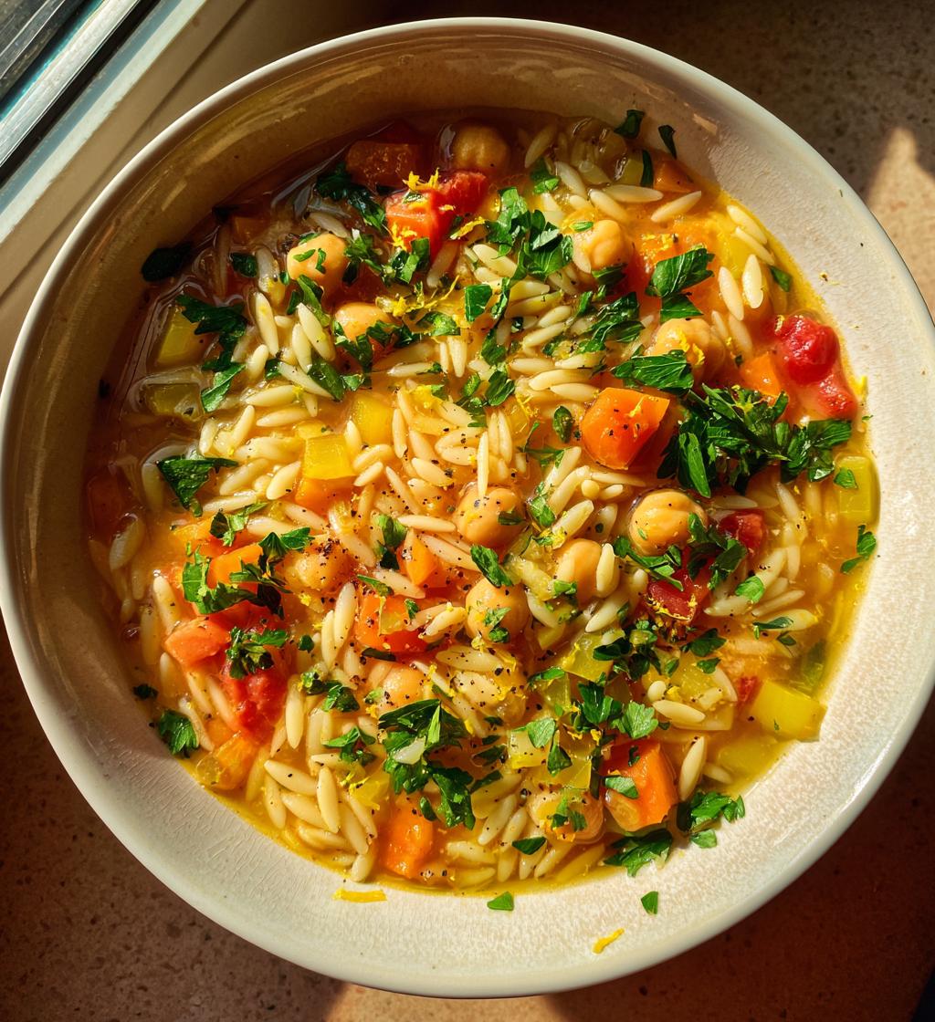 Lemon Chickpea Orzo Soup - detail 1